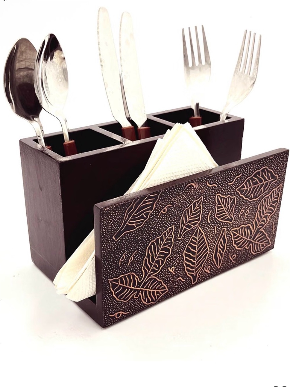 Wooden Napkin Stand with Cutlery Holder | Cutlery Stand |
